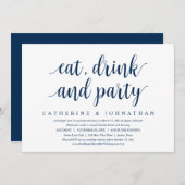 Weddenschap Elopement, Eat, Drink en partijuitnodi Kaart (Voorkant / Achterkant)