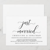 Weddenschap Elopement, Elegant Reception Party Inv Kaart (Voorkant / Achterkant)