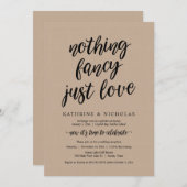 Weddenschap Elopement, niets Fancy, gewoon liefde, Kaart (Voorkant / Achterkant)