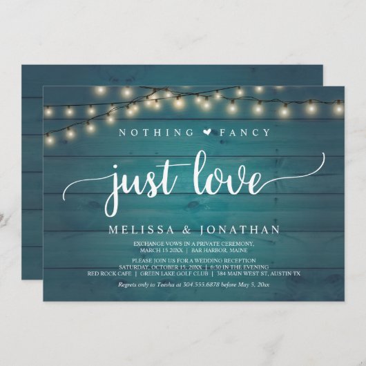 Weddenschap Elopement, niets Fancy gewoon liefde Kaart (Voorkant / Achterkant)