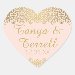 Weddenschap Envelope Seals  Golden Lace Elegant Hart Sticker