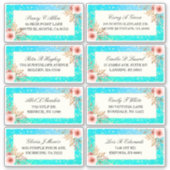 Weddenschap Etiket Modern Pink Floral Blauwgroen G Sticker (Voorkant)