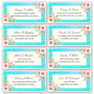 Weddenschap Etiket Modern Pink Floral Blauwgroen G Sticker