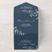 Weddenschap Eucalyptus botanische blauwe uitnodigi All In One Uitnodiging (Buitenkant)