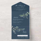Weddenschap Eucalyptus botanische blauwe uitnodigi All In One Uitnodiging (Binnen)