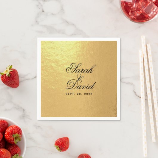 Weddenschap Faux Gold Foil Elegant Black Script Na Servet (Insitu)
