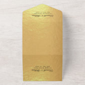 Weddenschap Faux Gold Foil Elegant Black Script RS All In One Uitnodiging (Buitenkant)