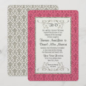 Weddenschap Faux Gold Glitter Damask Floral Patter Kaart (Voorkant / Achterkant)