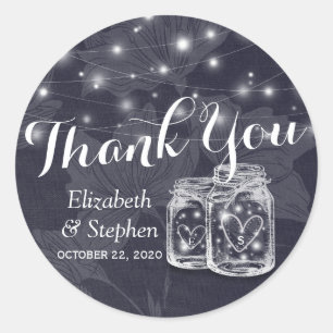 Weddenschap Favor Bedankt Mason Jars & String Ligh Ronde Sticker