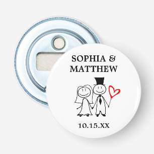 Weddenschap Favor Cute Cartoon Couple Button Flesopener