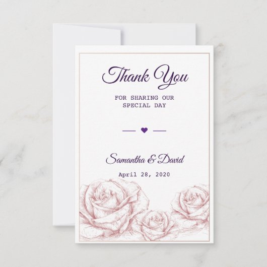 Weddenschap Favor Dank je Luxe Floral Rozen Bedankkaart (Voorkant)