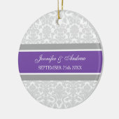 Weddenschap Favor Gray Plum Damask Keramisch Ornament (Links)
