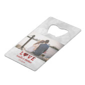 Weddenschap Favor Photo Love for ever Red Heart Kredietkaart Flessenopener (Achterkant Gekanteld)