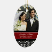 Weddenschap Favor Red Black Damask Keramisch Ornament (Rechts)