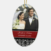 Weddenschap Favor Red Black Damask Keramisch Ornament (Links)