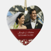 Weddenschap Favor Red White Damask Keramisch Ornament (Rechts)