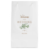 Weddenschap Favor White & Gold Monogram Foliage Klein Cadeauzakje (Voorkant)