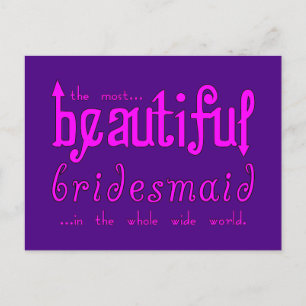 Weddenschap Favors Bedankt Beauful Bridesmaid Briefkaart