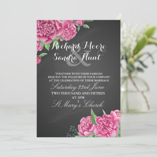 Weddenschap: floraalkarton pony roze kaart (Staand voorkant)