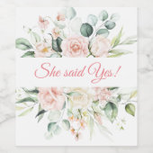 Weddenschap Floral Elegant Pink Chic Ze zei ja Wijn Etiket (Enkel label)