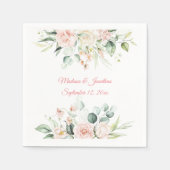 Weddenschap Floral Elegant Roze Chic Date Script N Servet (Voorkant)