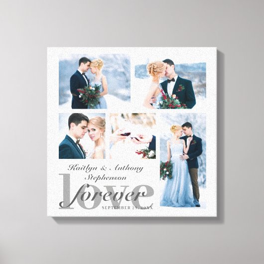 Weddenschap FOREVER LOVE Foto Collage Aangepaste k Canvas Afdruk (Voorkant)