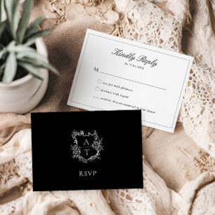 Weddenschap Formele Floral Crest Monogram RSVP-kaa Kaart