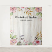 Weddenschap Foto Booth Backdrop Flowers Rustic Woo Wandkleed (Voorkant)