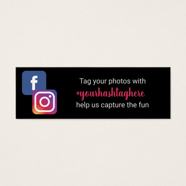 Weddenschap Foto Hashtag Instagram Facebook Insert Mini Visitekaartjes (Voorkant)