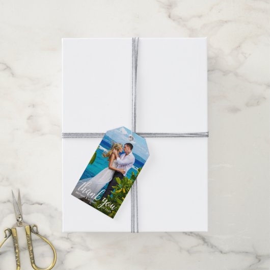 Weddenschap Foto van Bride Groom Cadeaulabel (Met Touw)