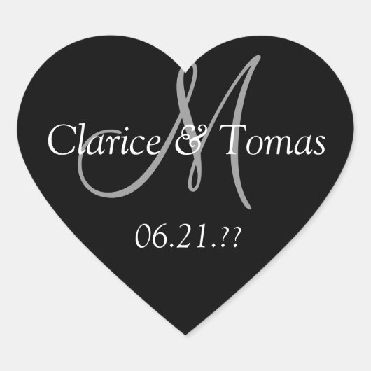 Weddenschap Gepersonaliseerd monogram aangepast Hart Sticker (Voorkant)