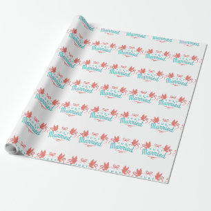 Weddenschap gewoon gehuwd met twee vogeltjes, kleu cadeaupapier