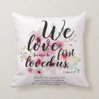 Weddenschap Gift 4 Ouders Bride Groom katholieke V Kussen
