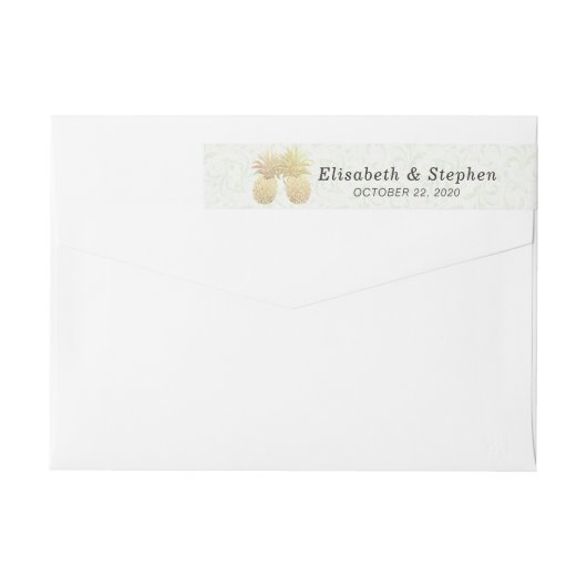 Weddenschap Gold Foil Pananas Damask Paper (Achterkant)