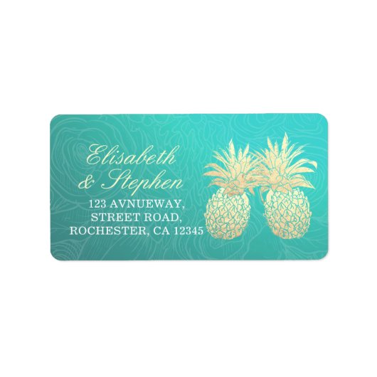 Weddenschap Gold Foil Pineapple Couple Etiket (Voorkant)