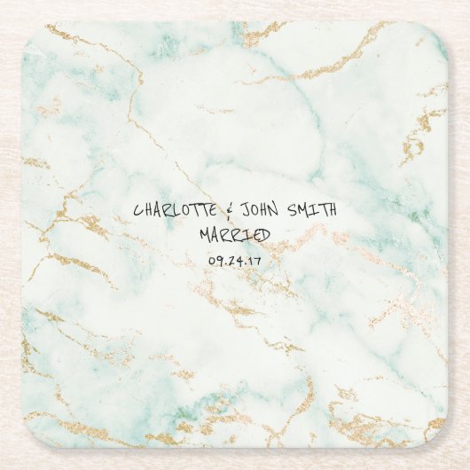 Weddenschap Gold Marble Mint Green Onderzetters (Voorkant)