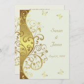 Weddenschap—Gold Swirls & ivoor 5x7 Kaart (Voorkant / Achterkant)