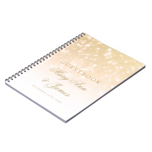 Weddenschap Goud Bokeh Sparkle Lights Notitieboek (Linkerzijde)