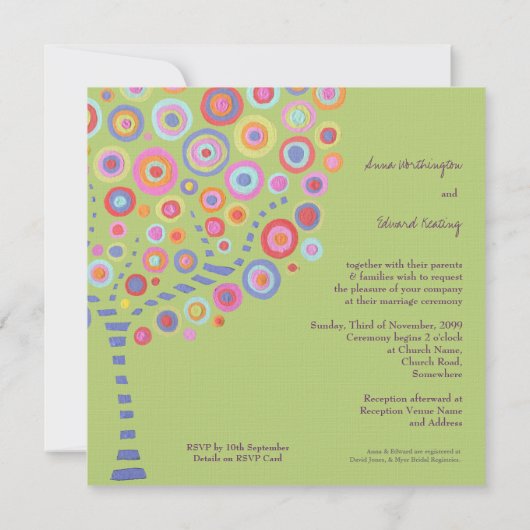 Weddenschap groene rondcirkelboom kaart (Achterkant)