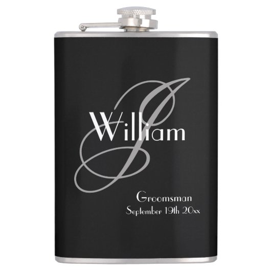 Weddenschap Groomsman Gift Elegant Monogram Cool B Heupfles (Voorkant)