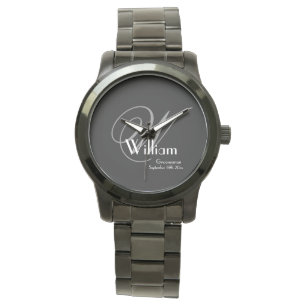 Weddenschap Groomsman Gift Modern Monogram Cool Bl Horloge