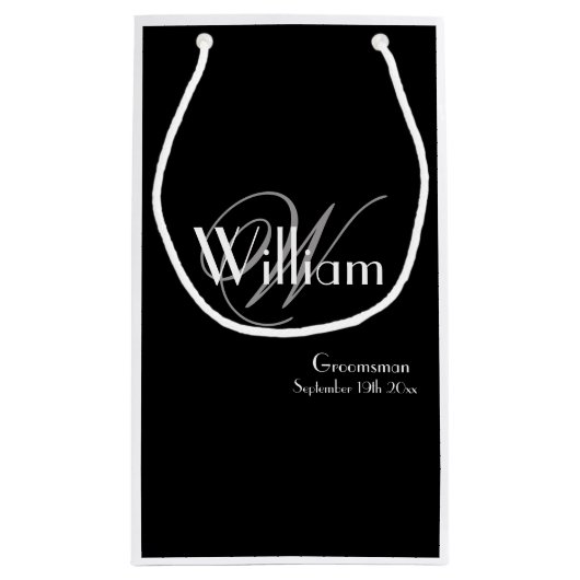 Weddenschap Groomsman Modern Monogram Naam Chic Bl Klein Cadeauzakje (Achterkant)
