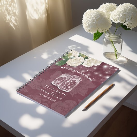 Weddenschap Guestbook ason Jar Hydrangea String Li Notitieboek