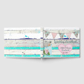 Weddenschap Guestbook Blauwgroen Rustic Wood Shabb Gastenboek