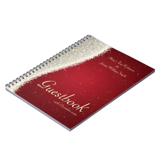 Weddenschap Guestbook Dazzling Sparkles Red Notitieboek (Linkerzijde)