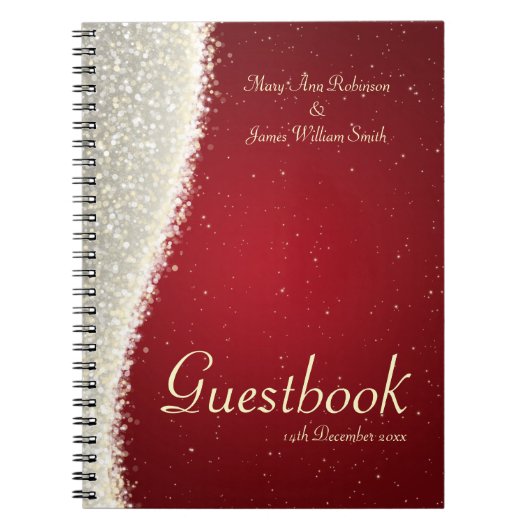 Weddenschap Guestbook Dazzling Sparkles Red Notitieboek (Voorkant)
