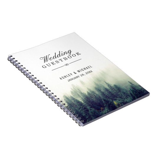 Weddenschap Guestbook - Elegant Pine Tree Forest Notitieboek (Rechterzijde)