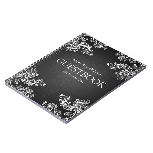 Weddenschap Guestbook Swirls 2 Black Notitieboek (Linkerzijde)