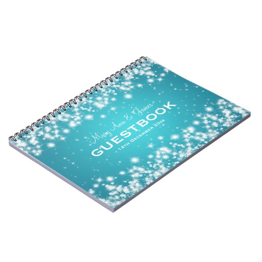 Weddenschap-Guestbook Winter Sparkle Turquoise Notitieboek (Linkerzijde)