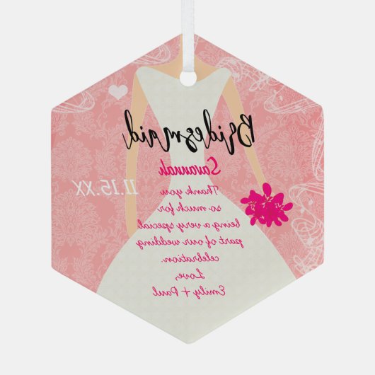 Weddenschap Gündesmaid Kies achtergrondkleur Glas Ornament (Achterkant)